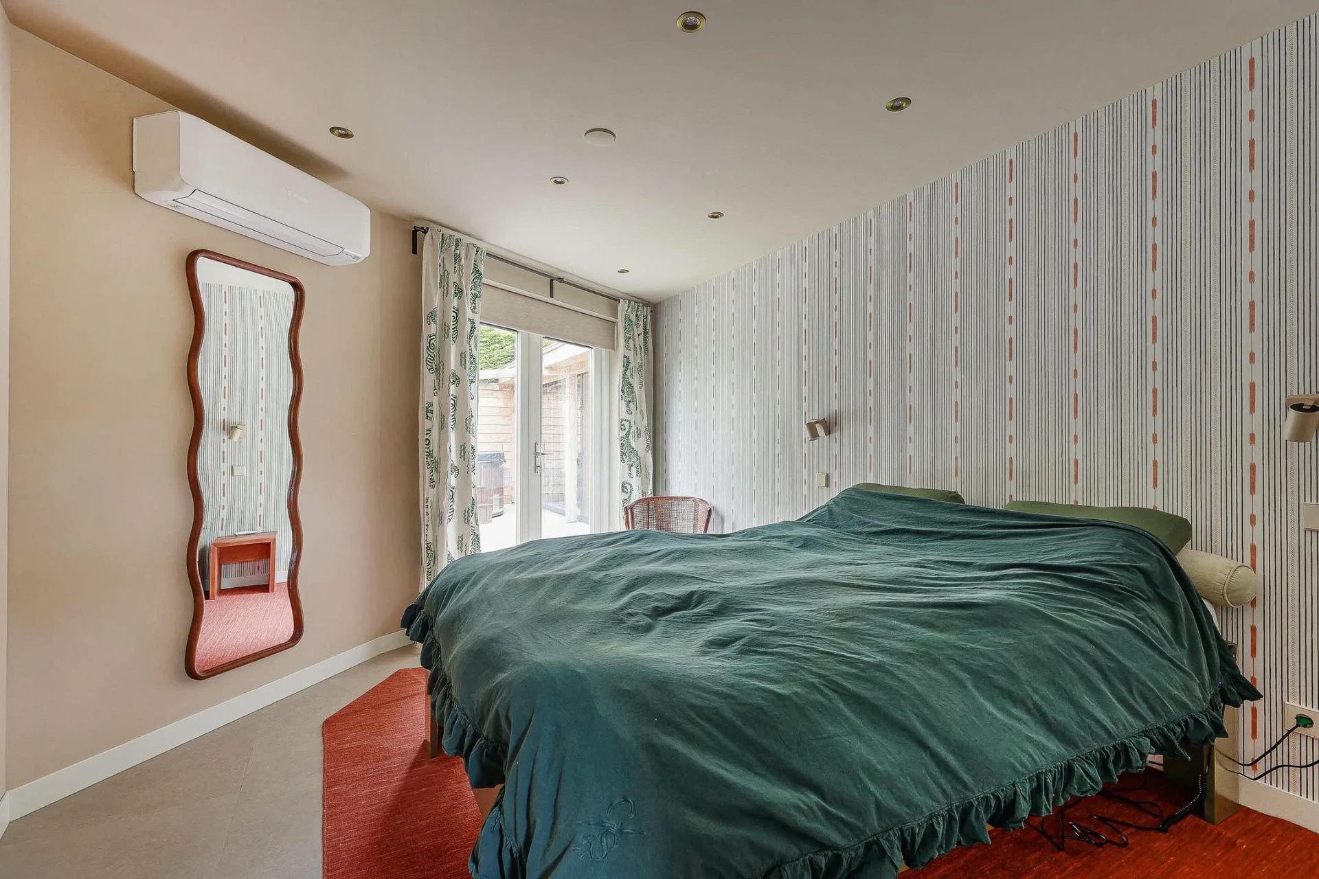 Slaapkamer met groene tinten